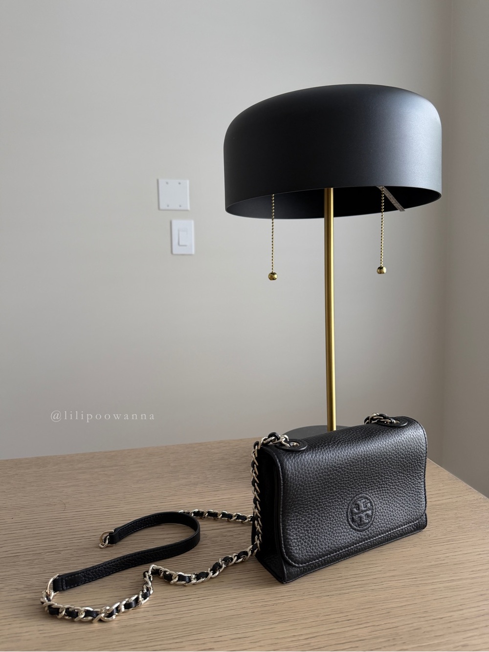 Tory Burch Black Pebbled Leather Chain Crossbody Bag